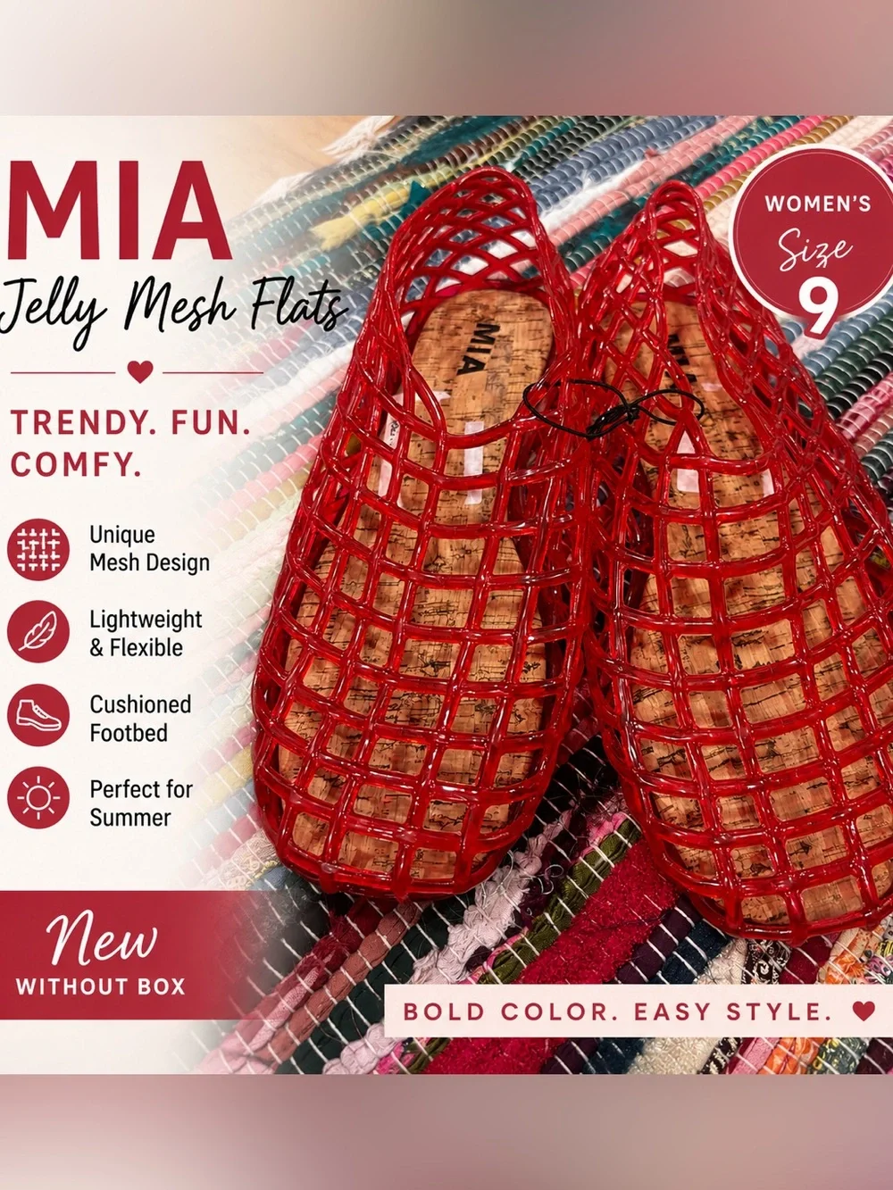 MIA Red Lattice Slip-On Flats